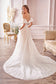Romantic A-Line Bridal Gown wit Detachable Puff Sleeves.-1