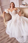 Romantic A-Line Bridal Gown wit Detachable Puff Sleeves.-3