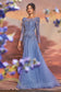 AZURITE BEADED LONG SLEEVE A-LINE GOWN CDA1167-0