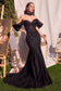 Off Shoulder Strapless Lace Mermaid Removable Accessory Long Prom Dress CDA1354-1