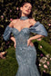 Off Shoulder Strapless Lace Mermaid Removable Accessory Long Prom Dress CDA1354-3