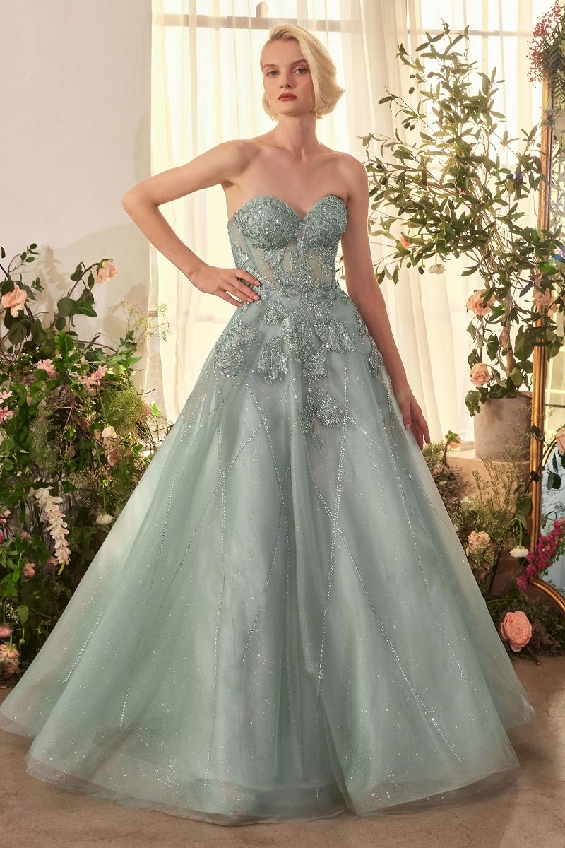 STRAPLESS EMBELLISHED TULLE BALL GOWN CDA1387-0