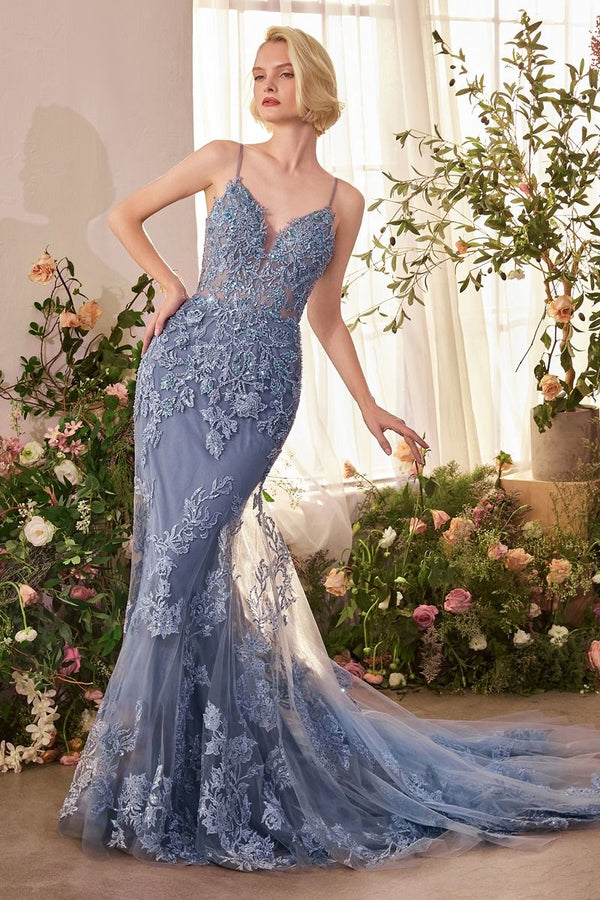Elegant Royal Blue Mermaid Gown – Glam Up Any Evening-0