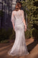 Shoulder Drape Crystal Beaded Gown-3