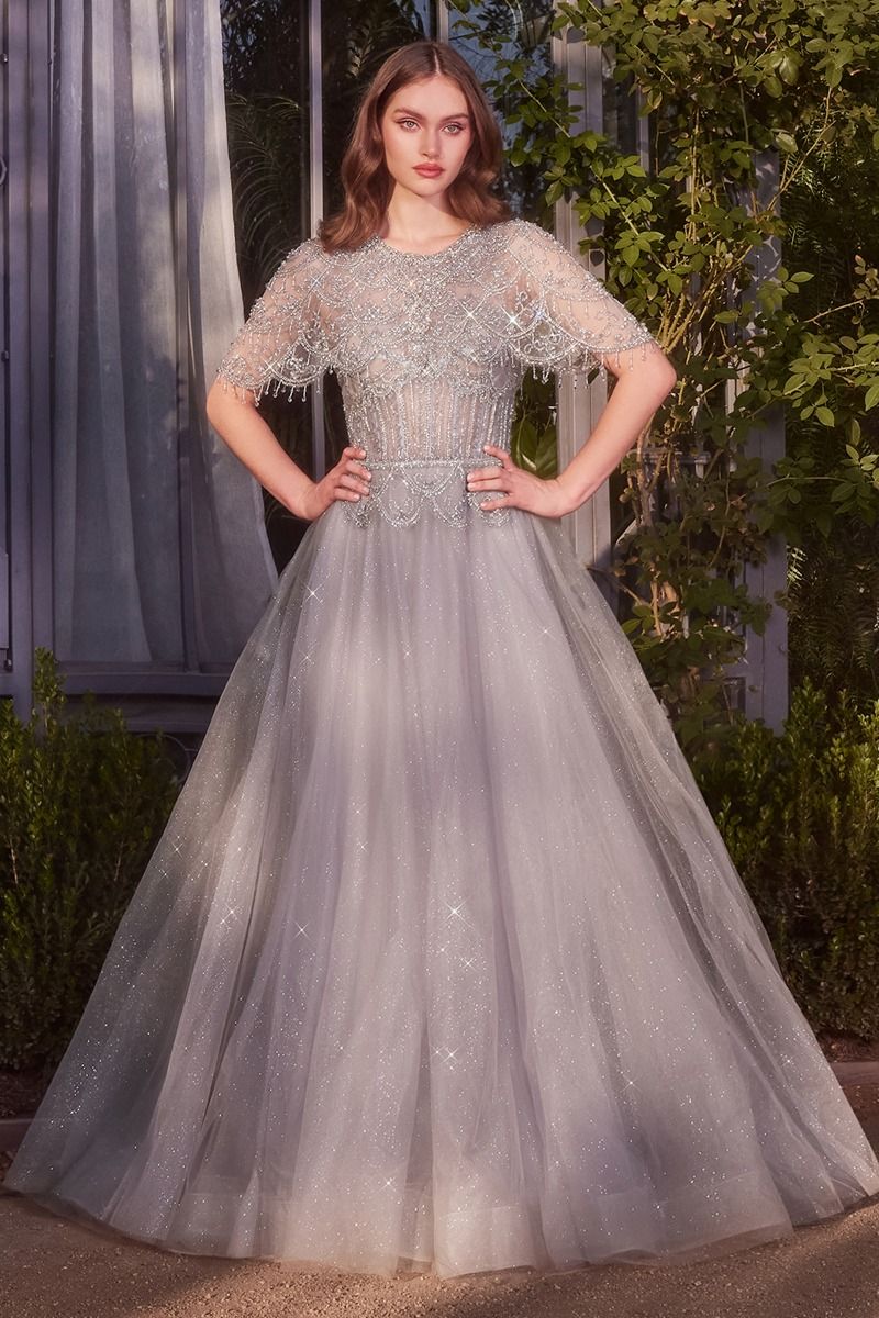 Capelet Crystal Bead Gown-3