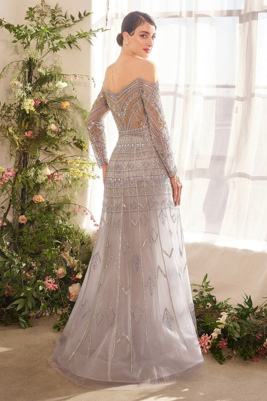 Byzantine Bead Long Slv Gown-0