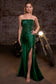 Crystal Strapless Fitted Satin Dress-1