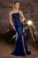 Crystal Strapless Fitted Satin Dress-2