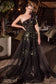 One Shoulder Black Ball Gown-0