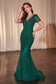 Short Sleeve Beaded Fit & Flare Gown-1