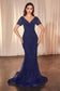 Short Sleeve Beaded Fit & Flare Gown-3