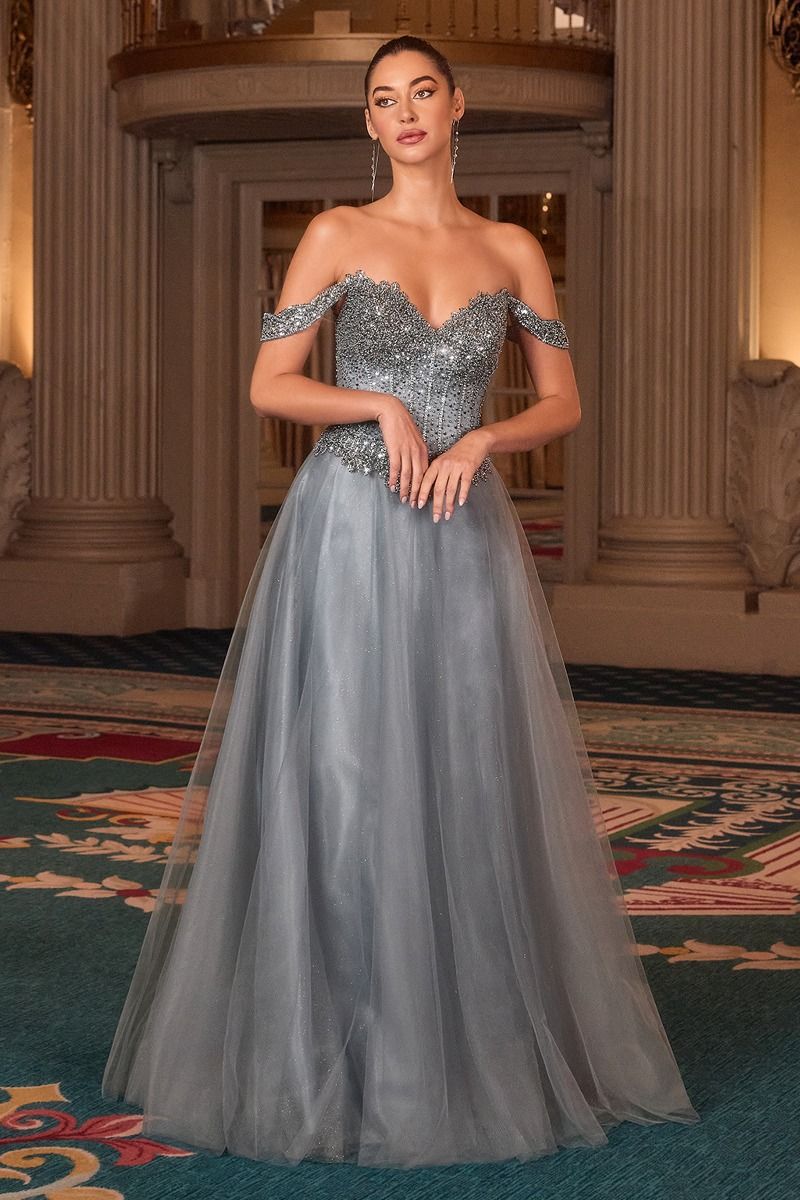 Layered Tulle A-Line Dressoff The Shoulder-3