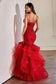 Rose Lace Applique Mermaid Open Back Sweetheart Long Prom Dress CDCC8915-1