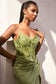Fitted Satin Gown With Embellished Bodice-8