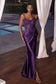 Fitted Satin Gown With Embellished Bodice-5