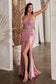 Fitted Satin Gown With Embellished Bodice-6