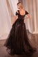 BLACK OFF THE SHOULER BALL GOWN CDCD0237-1