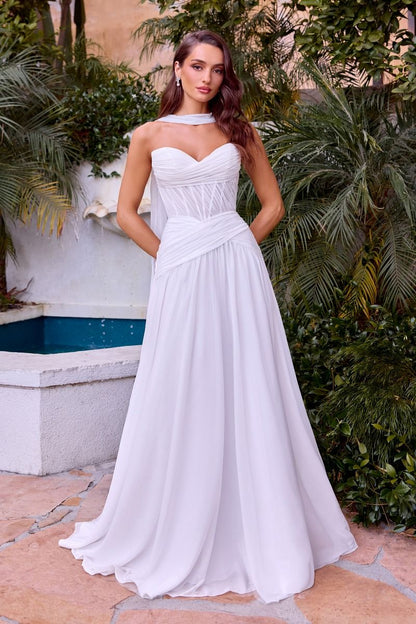 A-line Strapless Wedding Gown-0