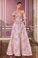 Ball Gown Off-The-Shoulder Beaded Crystal Corset Metallic Floral Jacquard Skirt-5