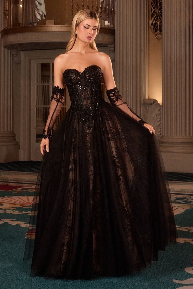 Strapless A-Line Dress & Removable Sleeves-0