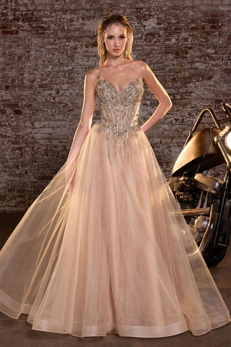 Strapless Layered Tulle A-Line Dress-0