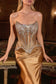 Crystal Strapless Fitted Satin Dress-1