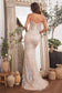 Embellished Silver & Nude Mermaid Strapless Long Prom Dress CDCD847-1