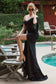 Stretch Luxe Jersey Gathered Off or On Shoulder Bodice Leg Slit Prom & Bridesmaid Dress CDCD943 Sale-0