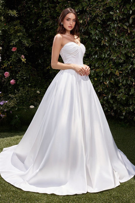 STRAPLESS SATIN BRIDAL BALL GOWN  CDCDS512W-0