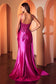 Fitted Satin & Lace Evening Gown-3