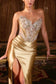 Crystal Strapless Fitted Satin Dress-1