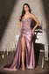 Off The Shoulder Satin Fitted Gown-2