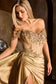 Off The Shoulder Satin Fitted Gown-3