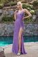 Ruched Fitted Sequin Evening Gown-7