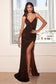 Ruched Fitted Sequin Evening Gown-8
