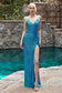 Ruched Fitted Sequin Evening Gown-9