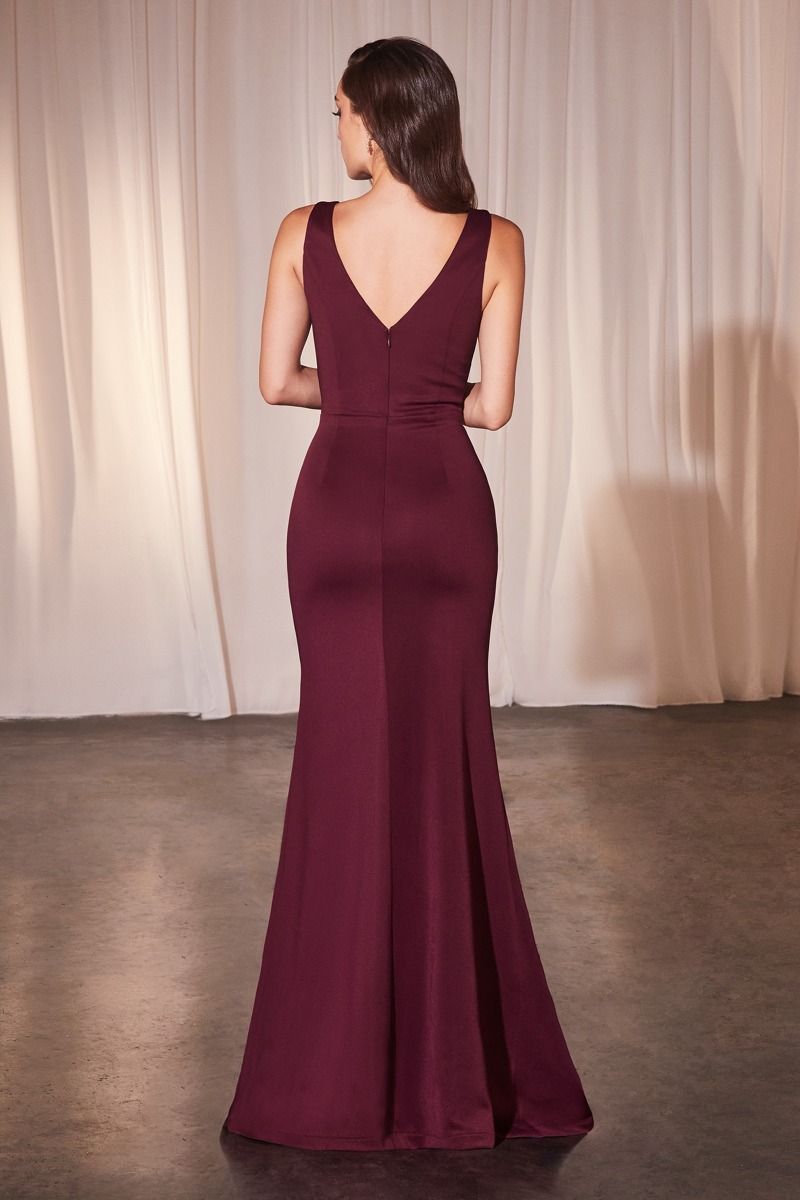 Fitted Neoprene Burgundy Dress-1