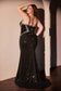 Curve Fitted Black Glimmering Dress-0