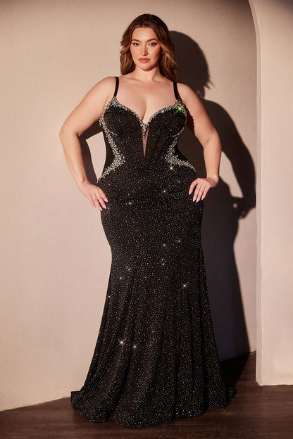 Curve Fitted Black Glimmering Dress-1