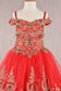 Embroidery Embellished Glitter Mesh A-Line Kids Dress-2