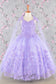 3-D Butterfly Sequin Mesh Kids Dress w/ Detachable Long Mesh Cape-0