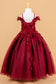 3D Flower and Butterfly Applique Cold Shoulder Embellished V-Neck Kids Dress-1