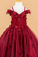 3D Flower and Butterfly Applique Cold Shoulder Embellished V-Neck Kids Dress-2