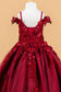 3D Flower and Butterfly Applique Cold Shoulder Embellished V-Neck Kids Dress-3
