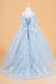 3D Flower Applique Embellished Kids Dress With Cold Shoulder Detachable Cape Sleeves-1