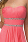 Strapless Floor Length Chiffon Dress with Sequin Detailing-1