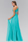 One Shoulder Chiffon Long Dress with Beaded Waistline-1