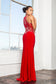 Illusion Back Floor Length Dress with Sheer Side Cut Outs-1
