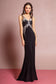 Sheer Open Back Floor Length Dress with Silver Jewel Accents-2