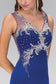 Sheer Open Back Floor Length Dress with Silver Jewel Accents-1